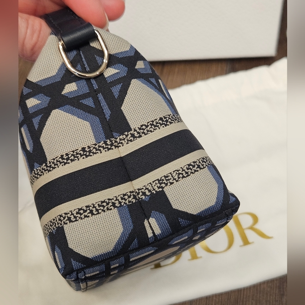 Authentic Christian Dior DiorTravel Nomad Pouch Small Blue Macrocannage Canvas - Picture 10 of 16